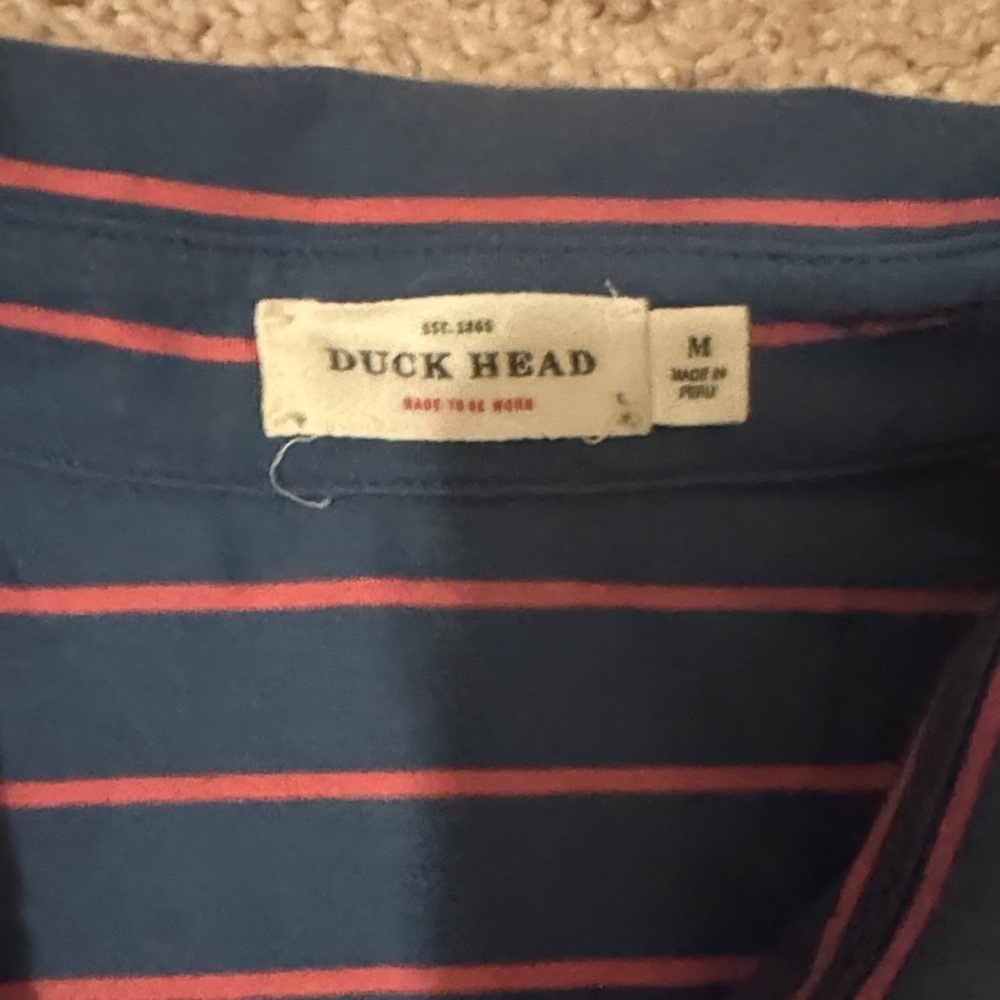 Duck Head Navy Polo with Pink Stripes - Picture 2 of 4